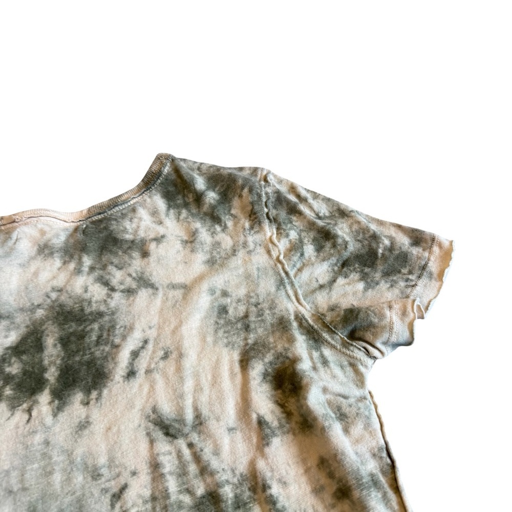We The Free Riptide Tie Dye T-Shirt Short Sleeve Moss Green Cotton Linen Small - Picture 9 of 12